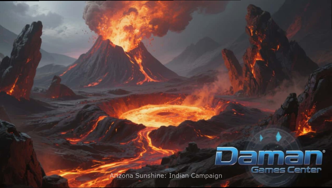 Arizona Sunshine: Indian Campaign gameplay screenshot showing Indian landscape with desert forts and traditional architecture